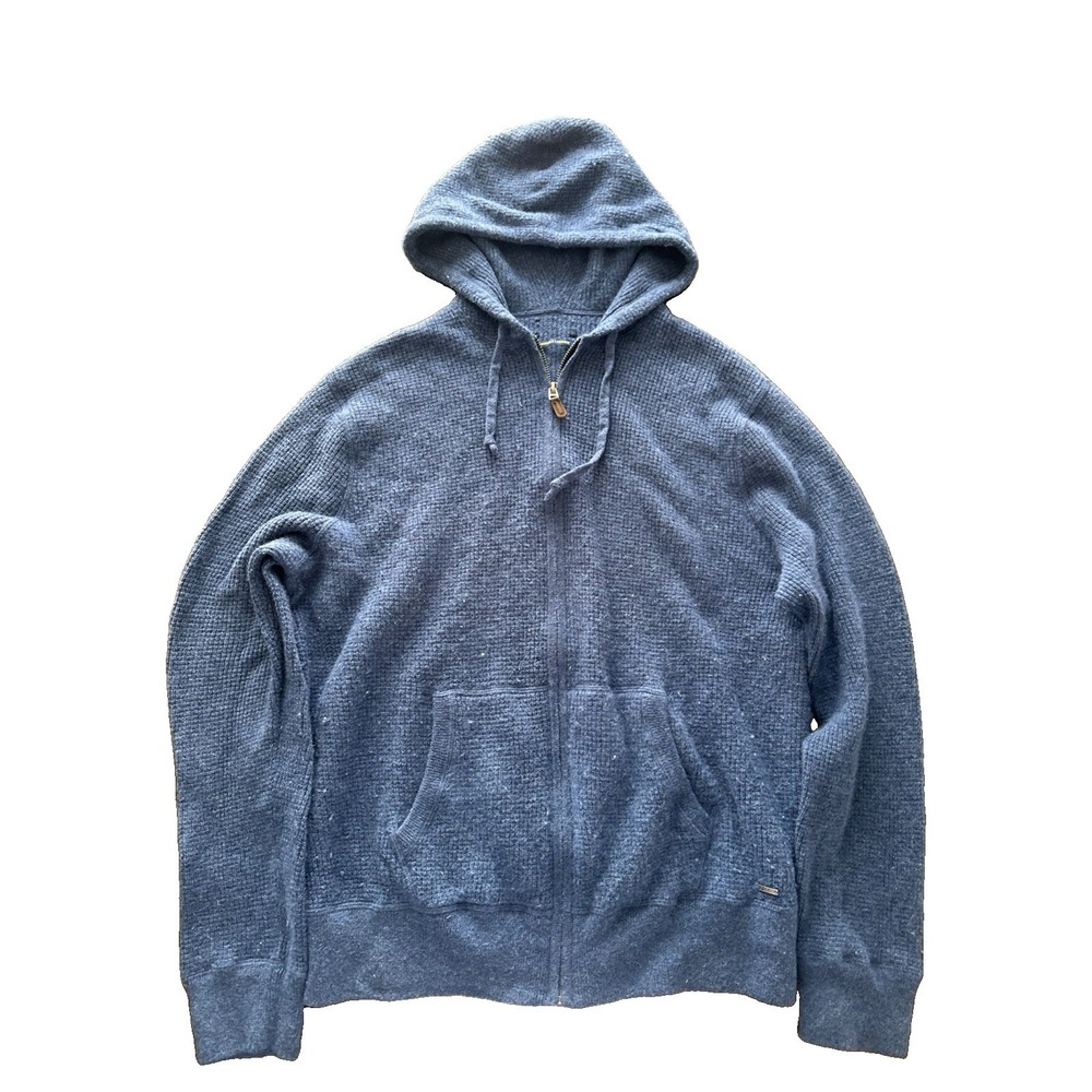 Polo Ralph Lauren 100% Cashmere Full Zip Hoodie Knit Sweater Blue Men's Size M - Picture 1 of 7